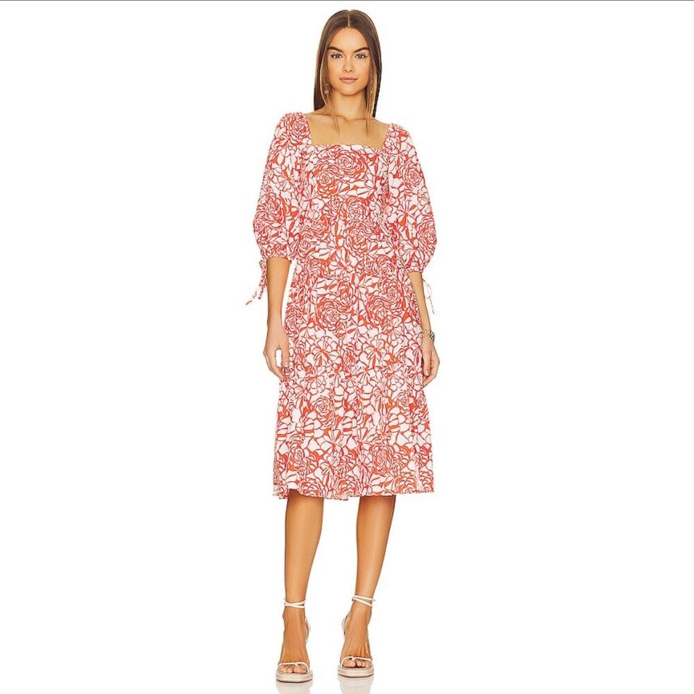 Amanda Uprichard Francine Midi Dress in Gardenia Women's Size Large
